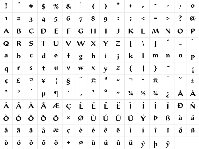 Amanda Std Bold Character Map