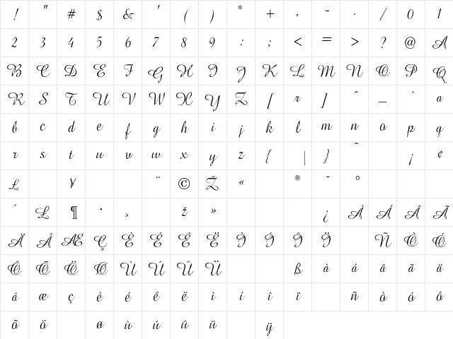 Amapola Regular Character Map