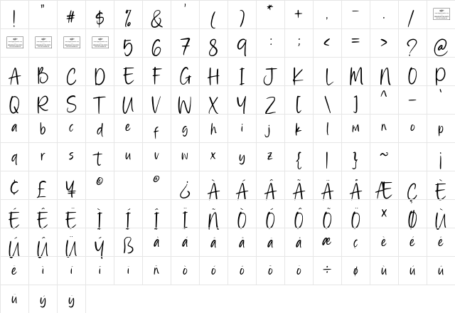 Ambridge Regular Character Map