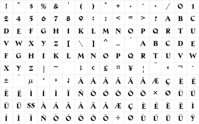 Ambrose Std Regular Character Map Ambrose Std Regular Character Map