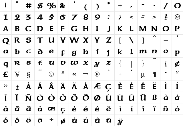 American UncialBold Character Map