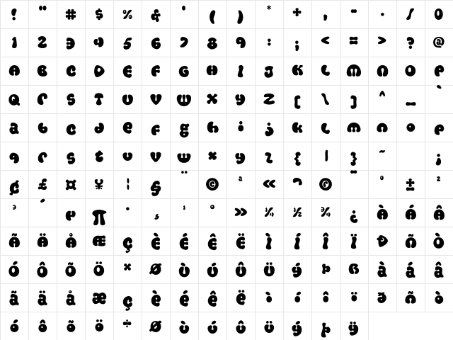 Amoeba Bold Character Map