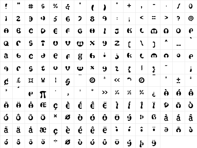 Amoeba Light Character Map