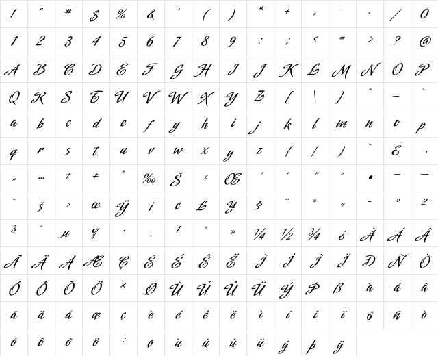 Amorinda Regular Character Map Amorinda Regular Character Map