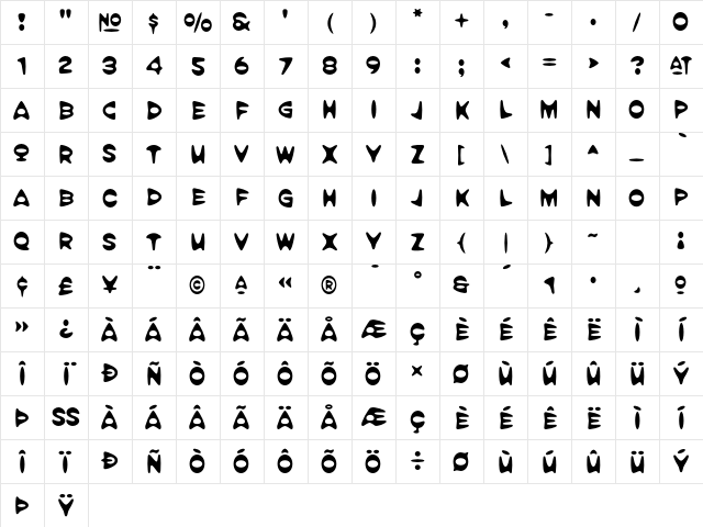 Amorpheus Regular Character Map