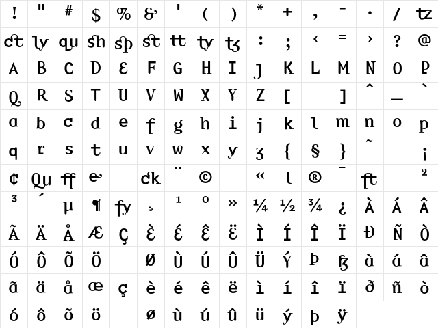 Amplifier LightLigatures Character Map