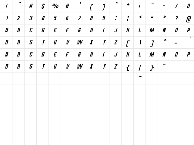 Amsterdam Signature Duo Italic Regular Character Map