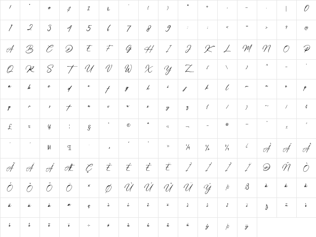 Amsterdam Signature Regular Character Map