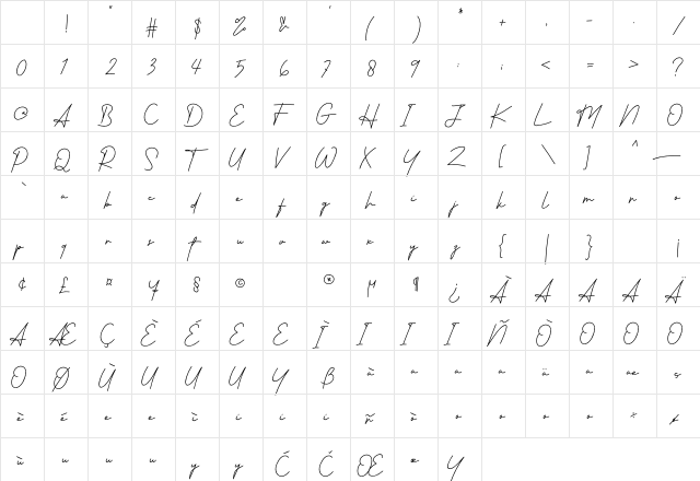 Amsterdam Regular Character Map Amsterdam Regular Character Map
