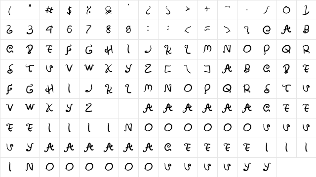 Amulman Bold Character Map