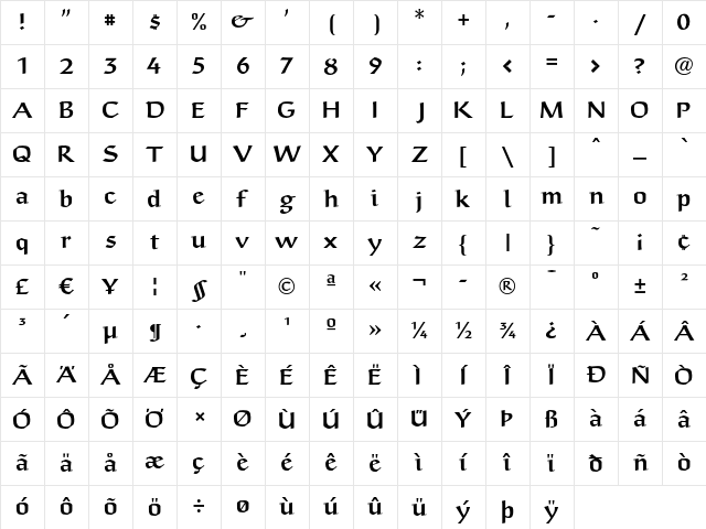 Anasdair LT Std Bold Regular Character Map