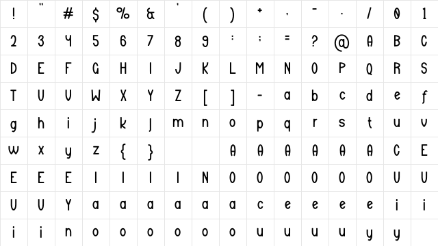 Andak Regular Character Map
