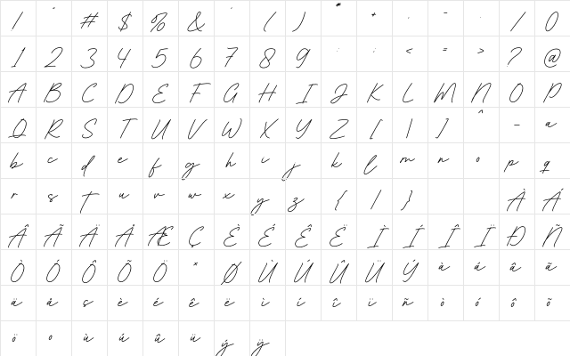 Anderton Regular Character Map