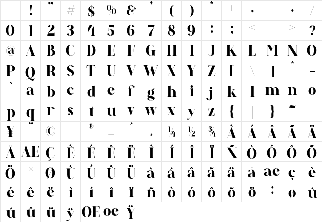 ANDREW ELEGANT Regular Character Map ANDREW ELEGANT Regular Character Map