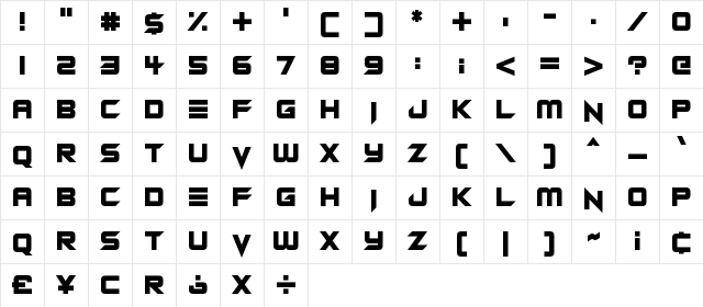 Android Assassin Regular Character Map