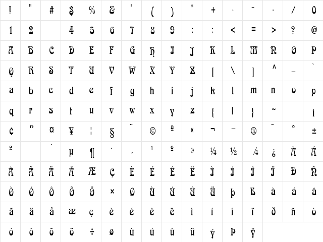 LaliqueLight Regular Character Map