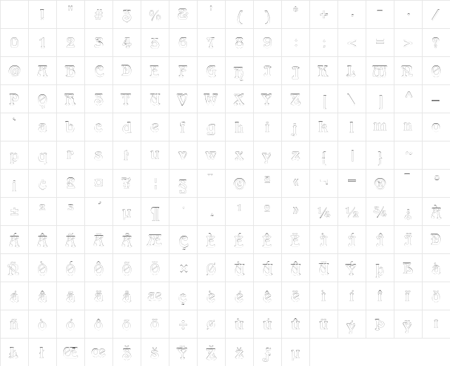LaliqueOutline Regular Character Map