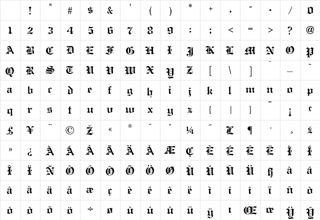 AntiqueBlack Regular Character Map AntiqueBlack Regular Character Map