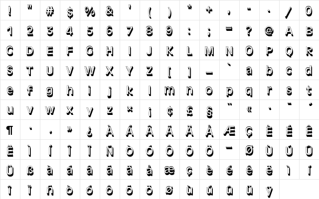 Antique Olive T Sh1 Regular Character Map