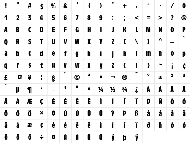 AntiqueOlive Regular Character Map
