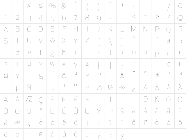 Apex New Thin Character Map