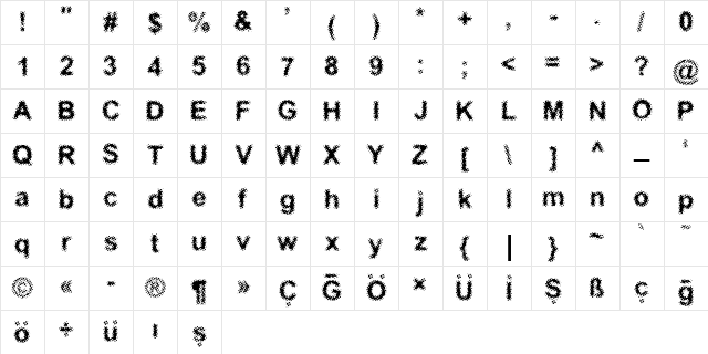 Acidic TR Normal Character Map Acidic TR Normal Character Map