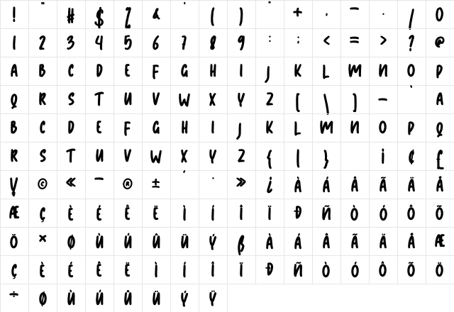 Apmonse Regular Character Map