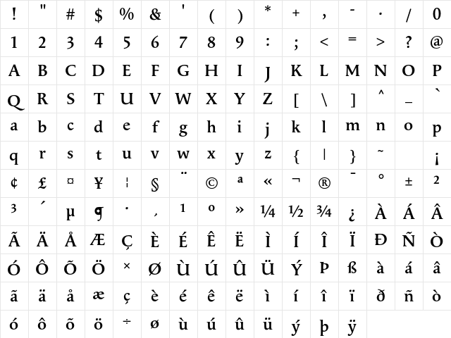 Apolline SemiBoldLF Character Map