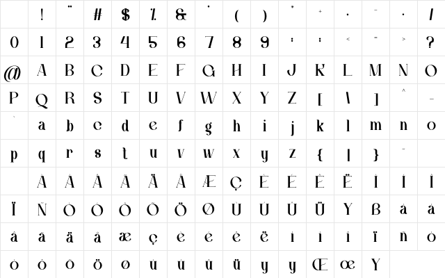 AQIRA Regular Character Map AQIRA Regular Character Map