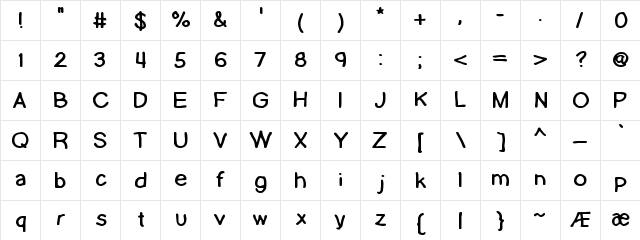 Lamebrain BRK Regular Character Map