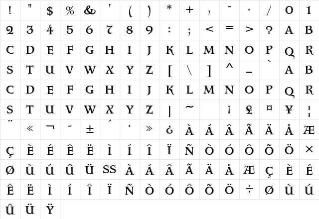 Aquitaine Initials Std Regular Character Map