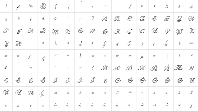 AraneaEF Outline Character Map