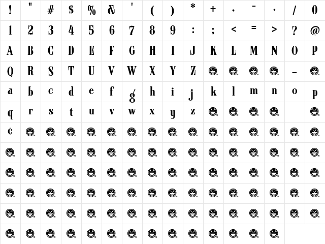 ARB 08 Extreme Roman AUG-32 CAS Regular Character Map