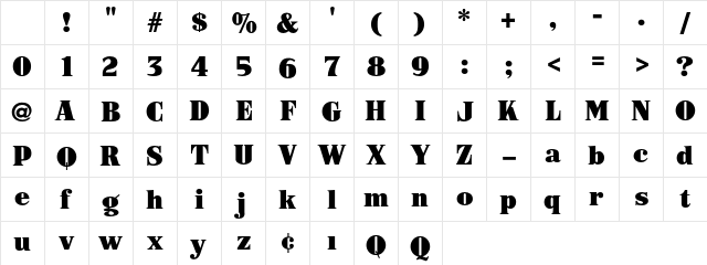 ARB-187 Moderne Caps AUG-47 CAS Regular Character Map