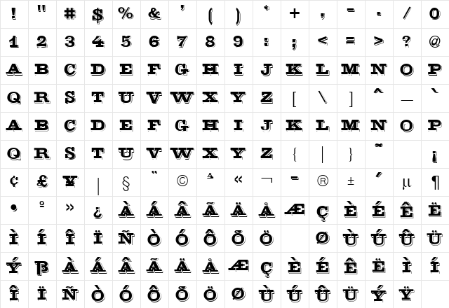 LaminaCapsSSK Regular Character Map