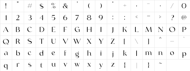 Argue DEMO Regular Character Map