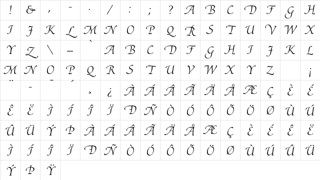 Ariadne LT Std Roman Character Map