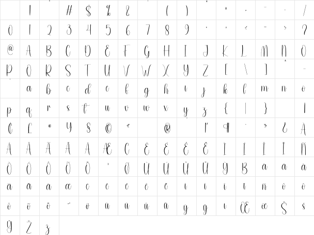 Aright Regular Character Map