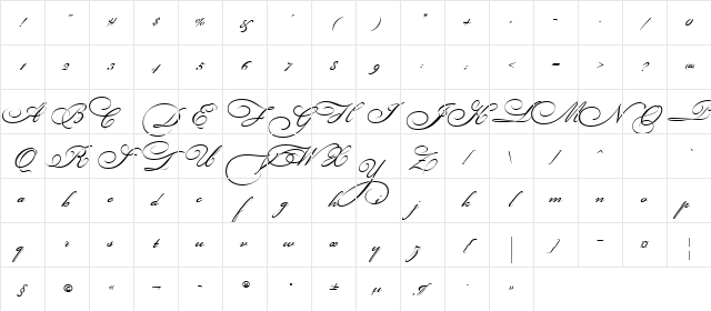 Bickham Script Three Regular Character Map