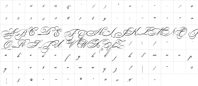Bickham Script Two Regular Character Map