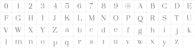 Arshila Thin Regular Character Map