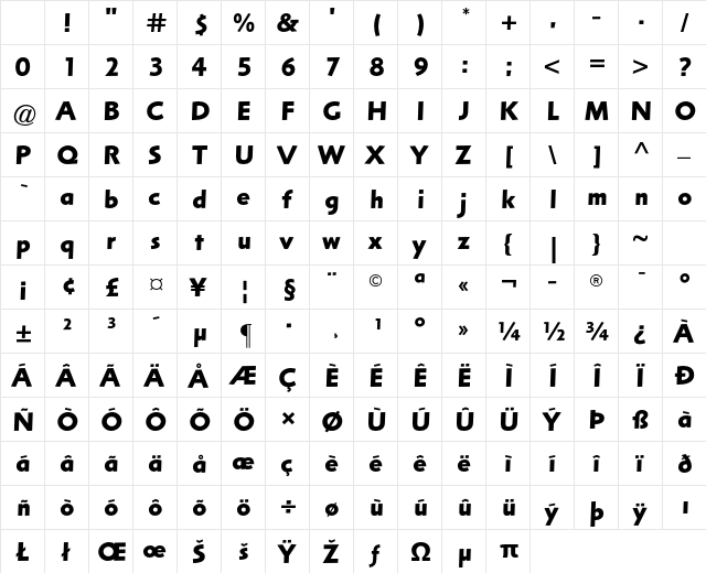 Arta Std Bold Character Map Arta Std Bold Character Map