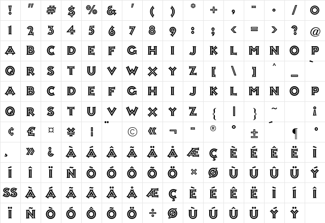 Ashley Inline MT Std Regular Character Map