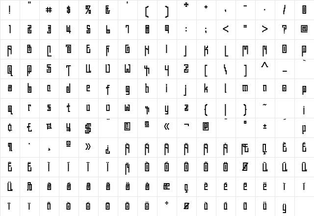 Ashtabula Regular Character Map
