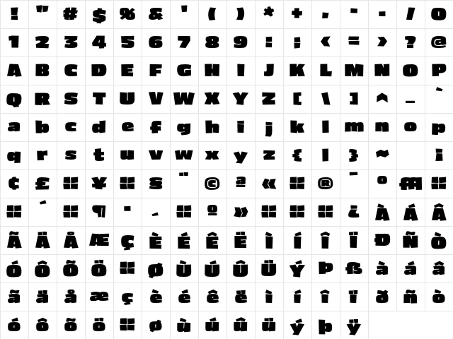 Asphalt Black Character Map