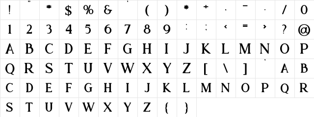 Atari Bold Bold Character Map