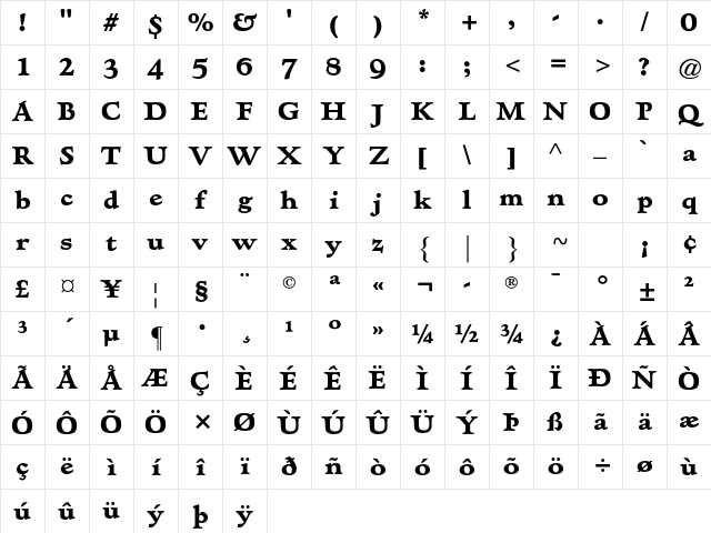 AT Hadriano Std Extra Bold Character Map