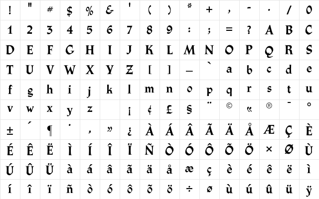 Athenaeum CG Bold Character Map