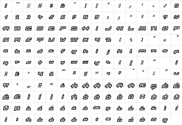 Atomic OutlineItalic Character Map