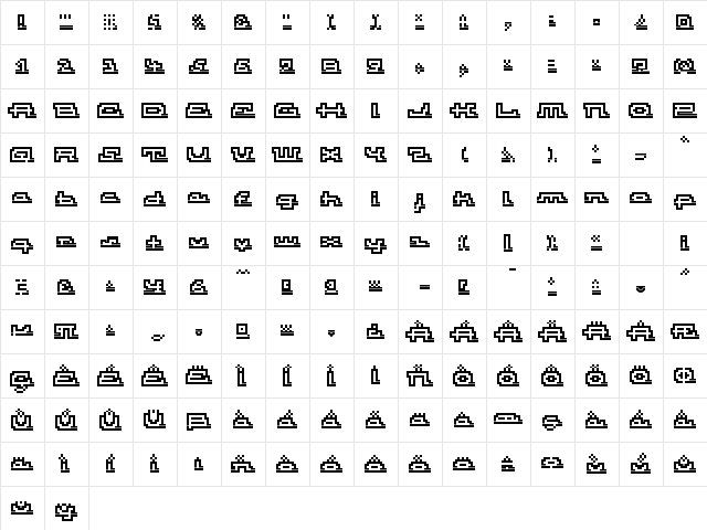 Atomic OutlineScript Character Map